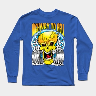 Highway to Hell Skull on Wheels Long Sleeve T-Shirt